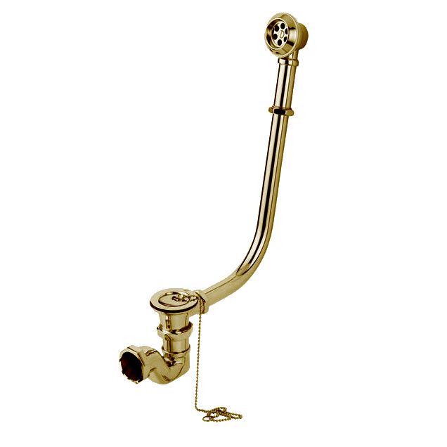 Слив-перелив для ванны, для открытого монтажа, колено, цепочка, пробка в компл., (без выпуска арт.RA 0638 / RA 0637), металл цв.золото, Gaia ZZ