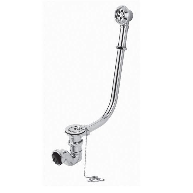 Слив-перелив для ванны, для открытого монтажа, колено, цепочка, пробка в компл., (без выпуска арт.RA 0638 / RA 0637), металл цв.хром, Gaia ZZ