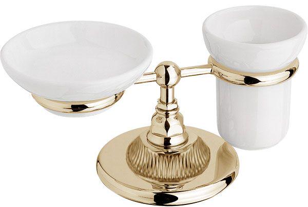 Держатель мыльницы и стакана, настольный, БЕЗ мыльницы и стакана, (цв.Ottone Grezzo латунь матов.), Impero ZZ