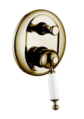 Смеситель для душа, встаиваемый в стену с переключателем, (цв. бронза, ручка цв. белый), Canterbury ZZ