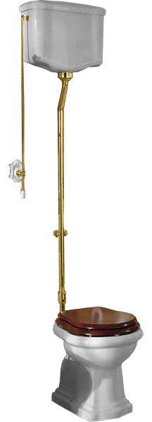 Унитаз с "Высоким" бачком 43х65хh220см,, выпуск в стену, БЕЗ сиденья (механизм,трубы,цепочка,кран подв.воды,крепл.к полу в ком.  цв.золото), Lady X XX