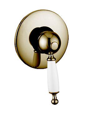 Смеситель для душа, встаиваемый в стену, (цв. золото, ручка цв. белый), Canterbury ZZ