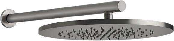 Душ верхний, стационарный, круглый, 350мм, со стеновым кронштейном, G 1/2, антикальц., (цв.Steel Brushed), Gessi ZZ