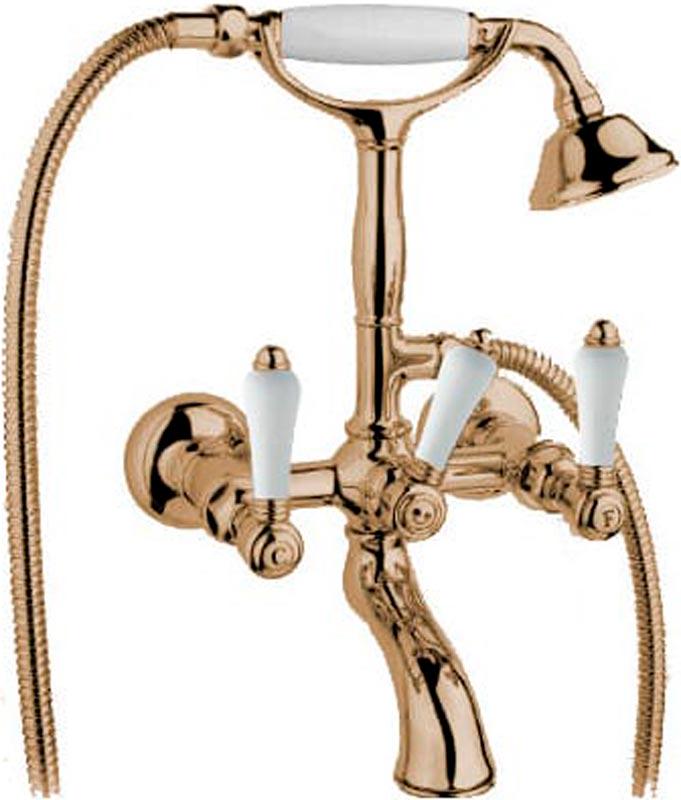 Смеситель для ванны с душевым гарнитуром  (цв. Antique gold, ручки El Capitan), Nicolazzi ZZ