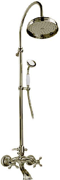 Смеситель для ванны, со стационарным верхним душем 20см, лейка, шланг, кронштейн в компл., (цв. бронза), Chopin ZZ