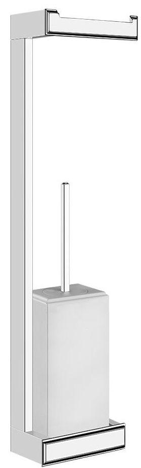 Гарнитур настенный (ёрш закрытый, держатель для туалетной бумаги), h600 мм (цв. хром / белая керамика), Eleganza  ZZ