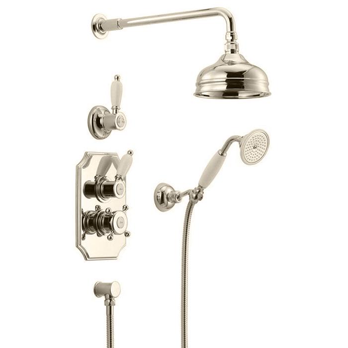 Kомплект:термостат встр. с зап.вент.,переключ, верхний душ d15см Easy Clean, ручной душ со шлангом на держателе, (цв.матовый никель ) Victorian ZZ