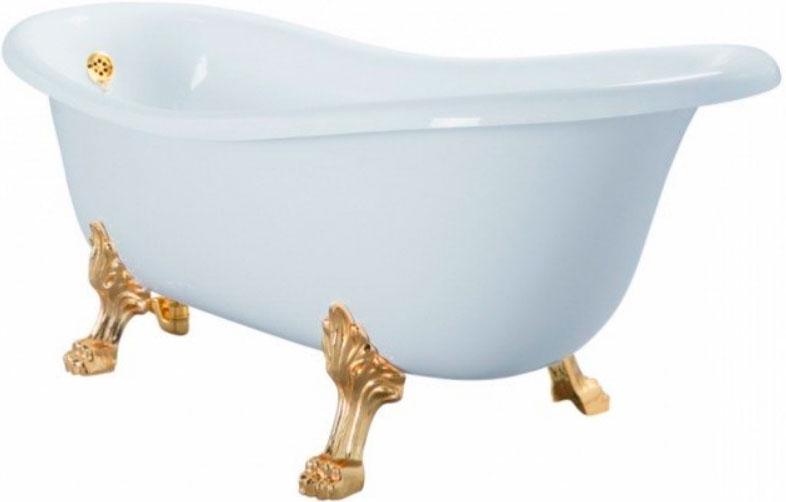 Ванна свободностоящая 185х82хh74cм, на лапах "Leone" , слив-перелив в компл., (искусственный камень цв.белый, фурнитура цв.золото), Milady