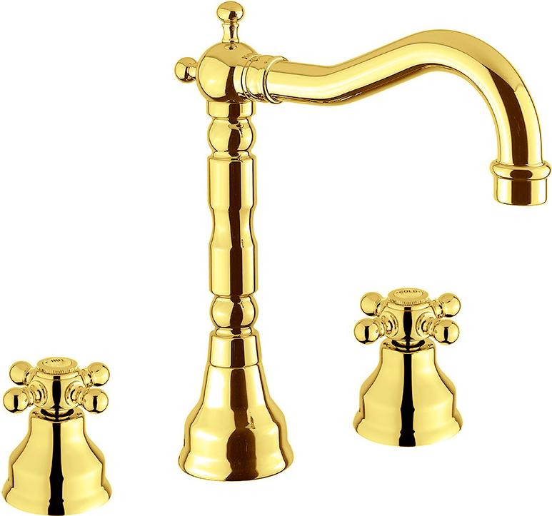 Смеситель для раковины на 3 отверстия, без д/к, (цв.золото), Revival ZZ
