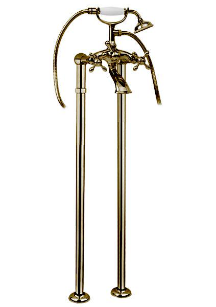 Смеситель для ванны, напольный, трубы 2шт., лейка, шланг, кронштейн в компл., (цв. бронза), Chopin ZZ