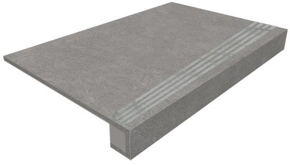 Комплект (Ступень  TE02 (33x120) непол. (прямоугол. бортик) с насечками + Подступенок (14,5x120)) 33х120