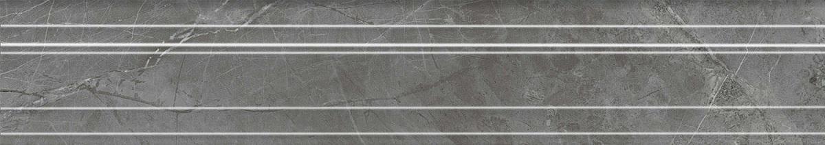 Бордюр Багет Риальто серый тёмный глянцевый обрезной 40x7,3