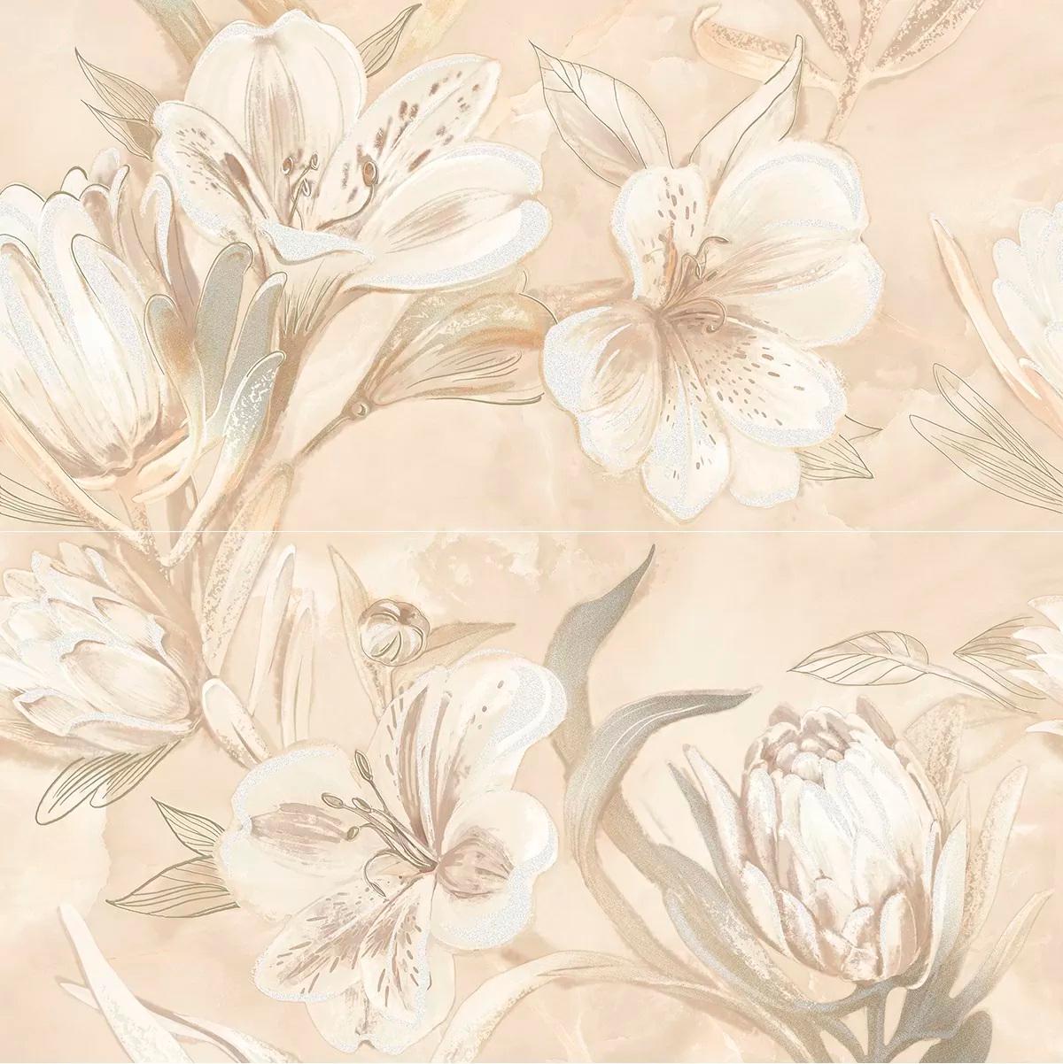 Панно OPALE BEIGE FLOWER (2 шт) 63x63