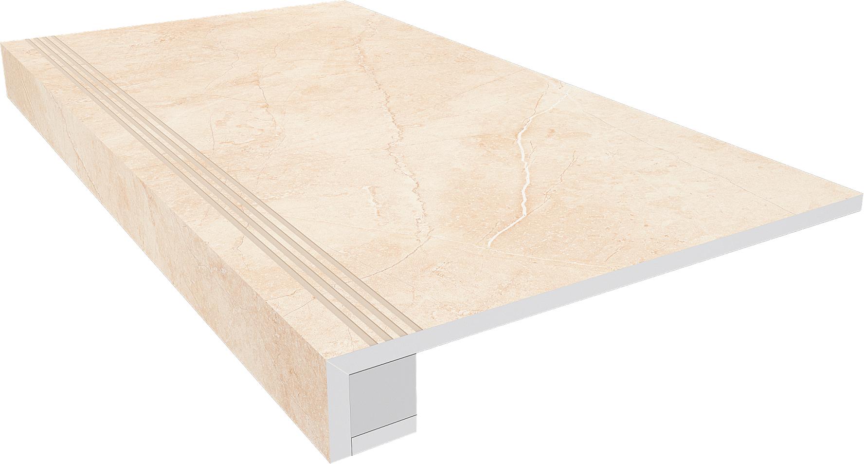 Комплект (Ступень MA02 (33x120) непол. (прямоугол. бортик) с насечками + Подступенок  ZZ 14,5x120