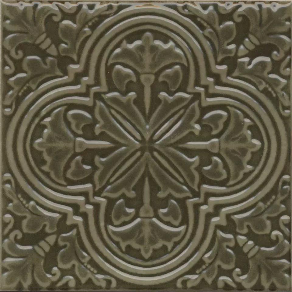 Декор Фес зелёный глянцевый 15x15x0,77