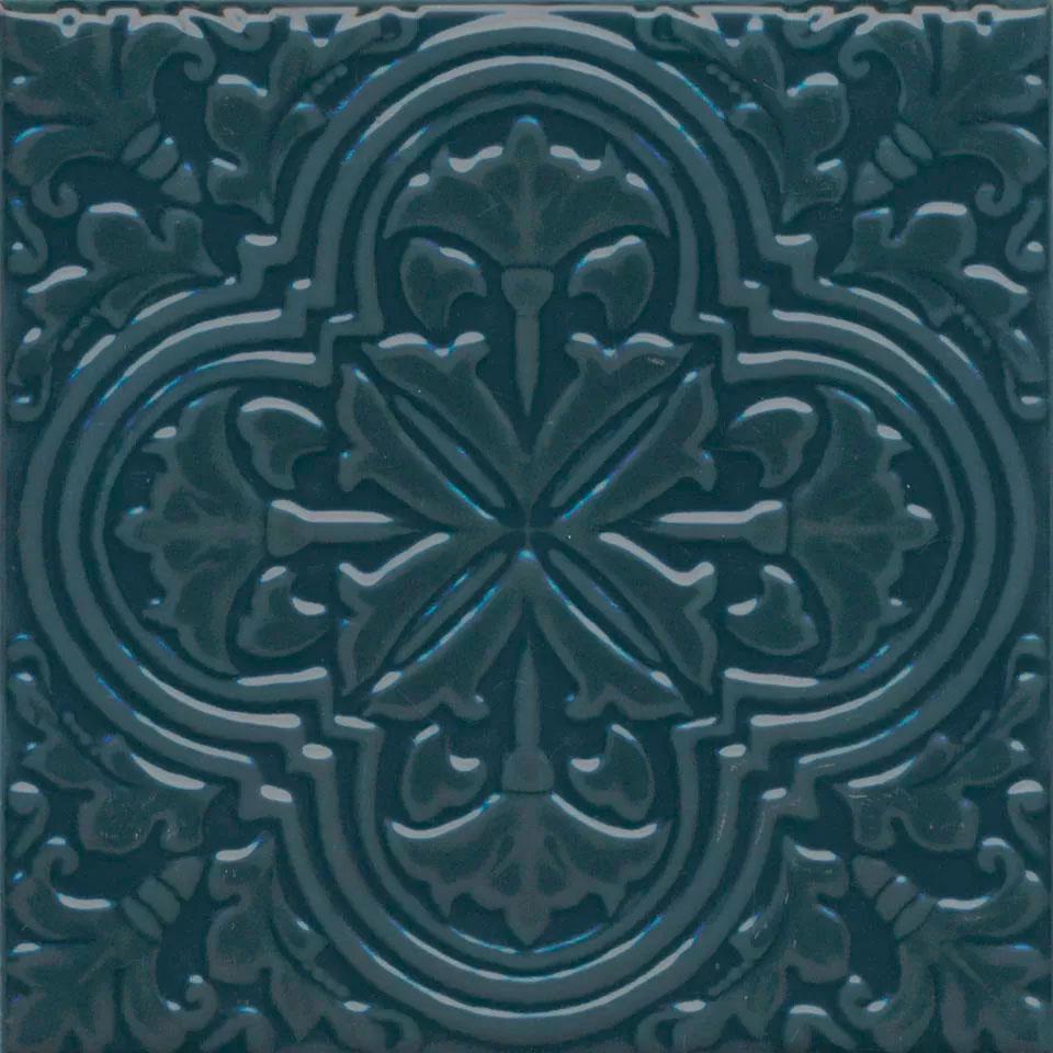 Декор Фес бирюзовый тёмный глянцевый 15x15x0,77