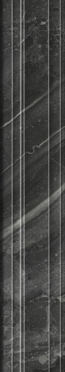 Бордюр Багет Риальто чёрный глянцевый обрезной 40x7,3