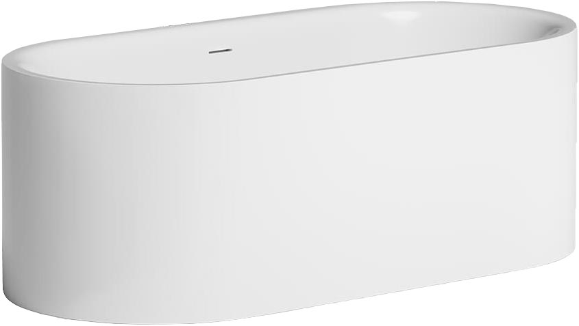 Ванна 1700х800хh605мм, отдельностоящая, литой камень S-Sense глянец цв.белый, на нерегул..опорах, интегр.слив-перелив, накл.слива в цв.ванны, Perla ZZ