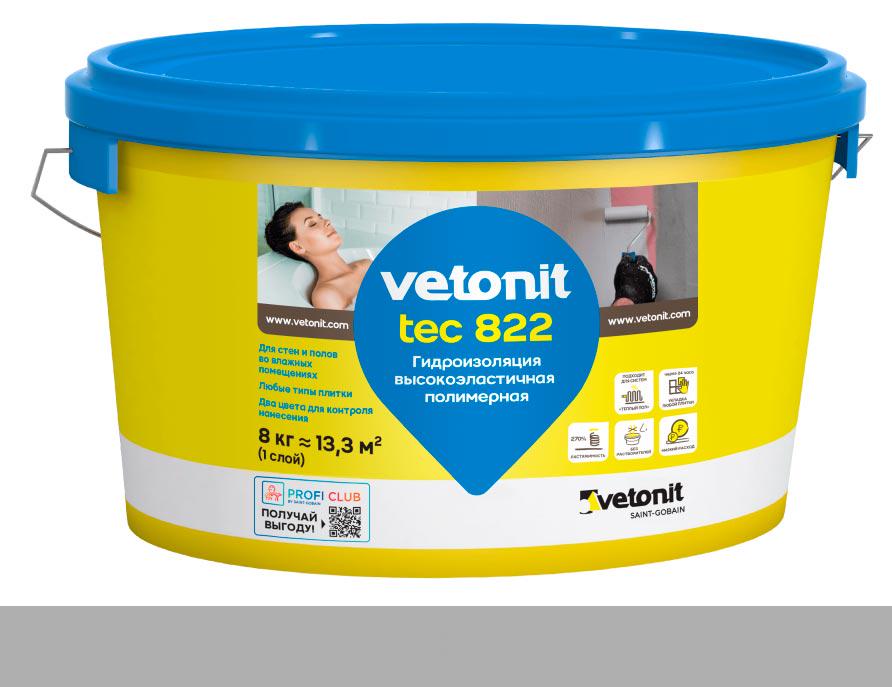 Вебер ветонит Гидроизоляция tec 822 Серый 8кг.
