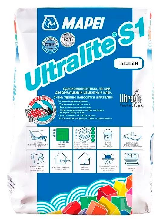 ULTRALITE S1 BIANCO высоко эластичный клей на цементной основе (15кг)