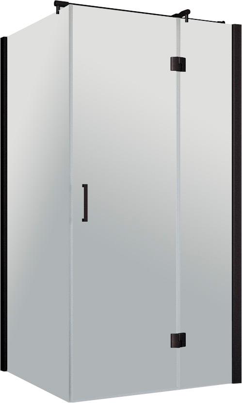 Душевое угловое ограждение с одной распашной дверью AFP-Fis NOVO 120*80 02М 01 правое, профиль черный матовый, стекло прозрачное, с покр.BriteGuar, ZZ