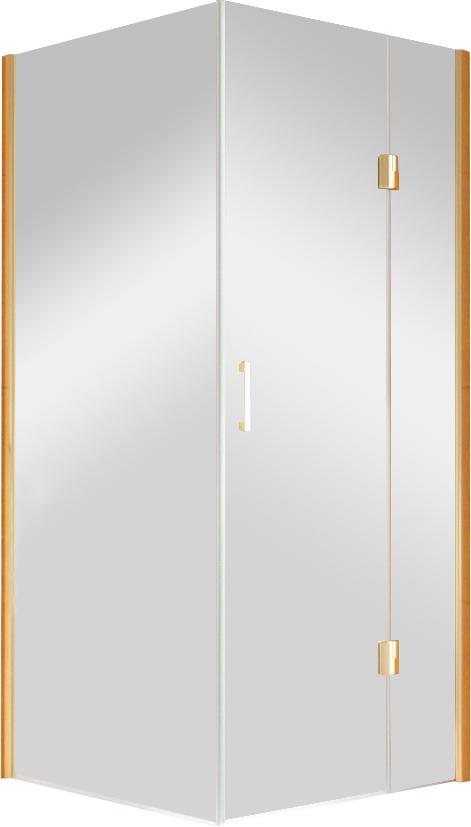 Душевое огражение AFP-fis LUX 90x90x1995 см, сторона правая, профиль золото глянцевое, стекло прозрачное с покрытием BriteGuard, ZZ