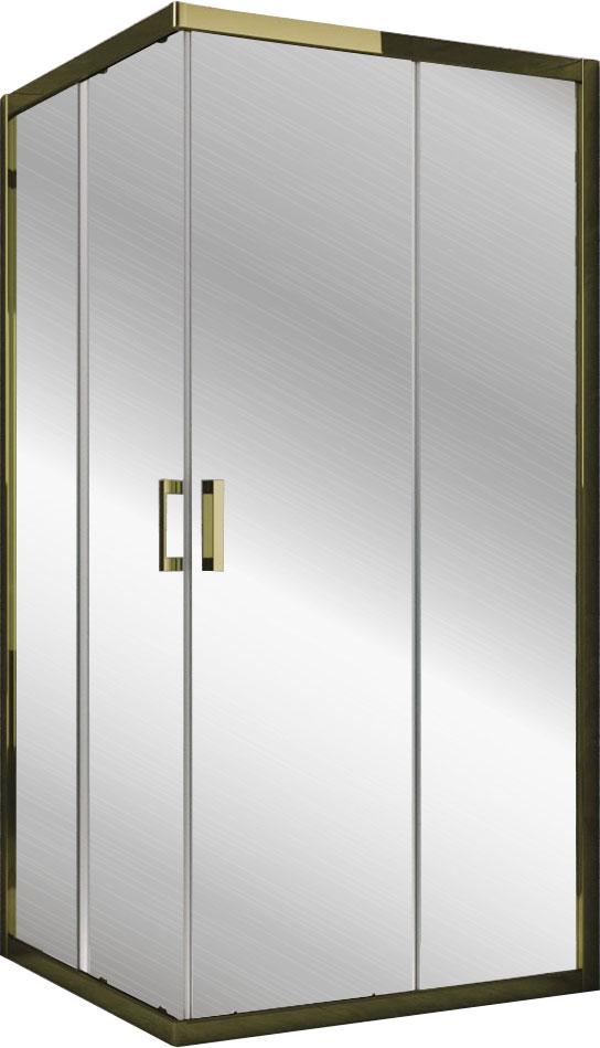Душевое ограждение ZA TUR NOVO 90x90x200 см, двери раздвижные, профиль бронза, стекло прозрачное, покрытие BriteGuard, ZZ