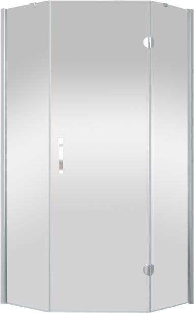 Душевое ограждение 110x110x1890 см, правое,  пятиугольное с распашной дверью, профиль глянцевый , стекло прозрачное, ZZ