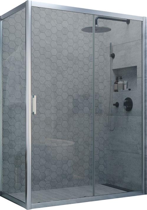 Душевое ограждение ZP+ZPV, 120х80х200 см, профиль матовый хром, стекло графит, ZZ
