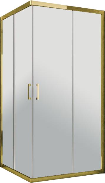 Душевое ограждение ZA TUR NOVO 100x100x200 см, двери раздвижные, БЕЗ поддона, профиль глянцевое золото, стекло прозрачное, ZZ
