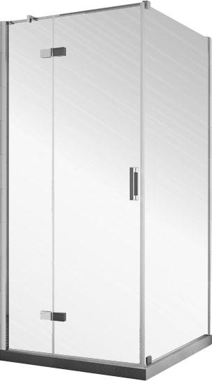 Душевое ограждение 100x100x195 мм, ЛЕВАЯ, профиль глянцевый хром, стекло "crystalvision" ZZ