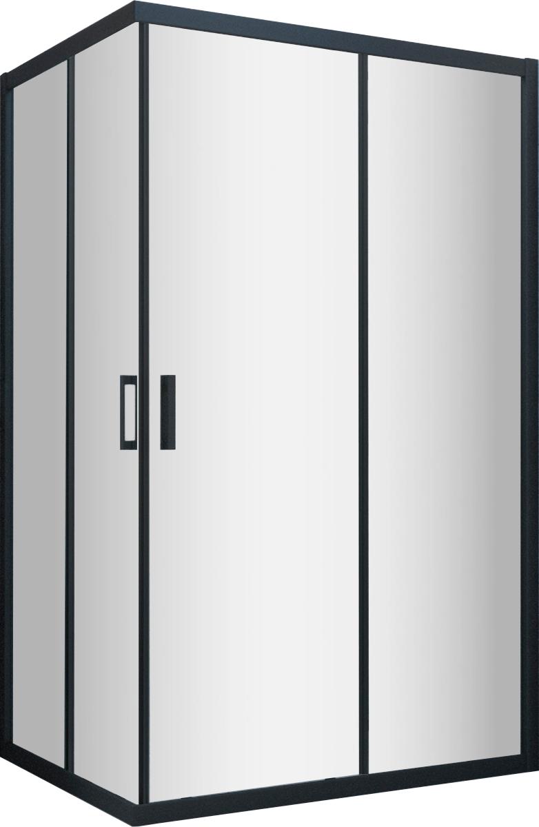 Душевое ограждение ZA-F NOVO, 100x90x200 см,  профиль черный матовый, стекло прозрачное ZZ