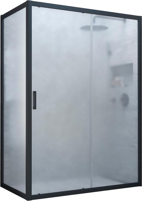 Душевое ограждение ZP+ZPV NOVO,120х90х1900 мм, дверь со стороны 120, профиль черный матовый, стекло сатин, ZZ