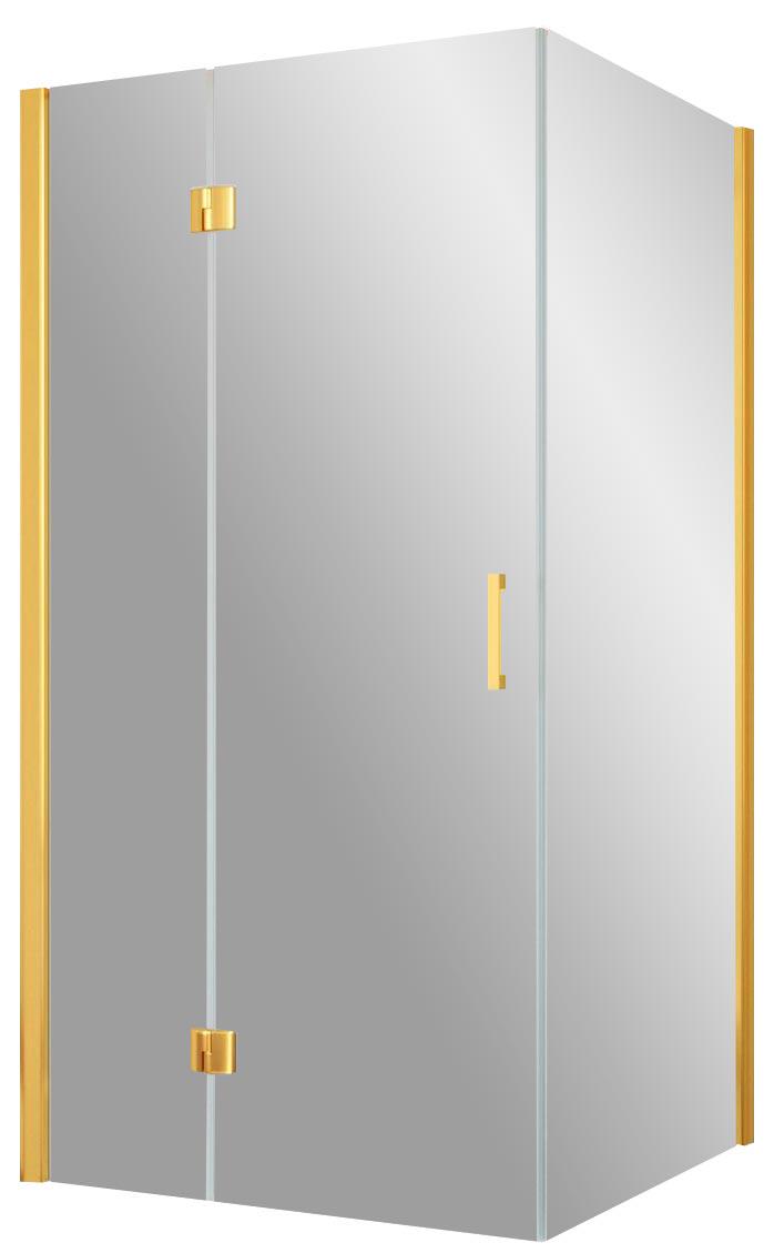 Душевое огражение AFP-fis 100x100x1995 см, ЛЕВАЯ профиль золото, стекло прозрачное с покрытием BriteGuard ZZ