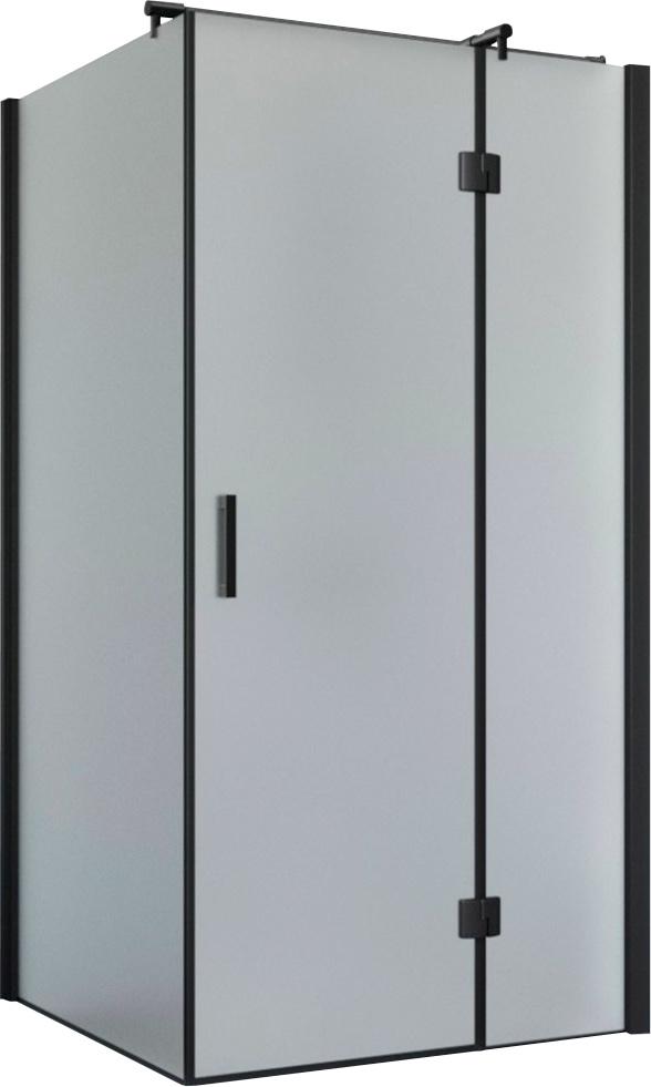 Душевое угловое ограждение с одной распашной дверью AFP-Fis NOVO 100*100 02М 02 правое, профиль черный матовый, стекло шиншила, ZZ