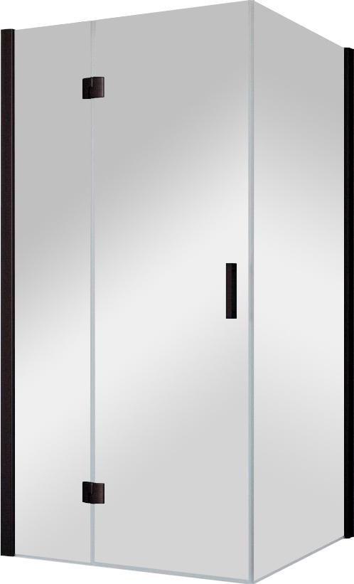 Душевое угловое ограждение с одной распашной дверью AFP-fis NOVO 120 02М 01 левая профиль черный матовый стекло прозрачное левая С ПОКРЫТИЕМ BriteGuar