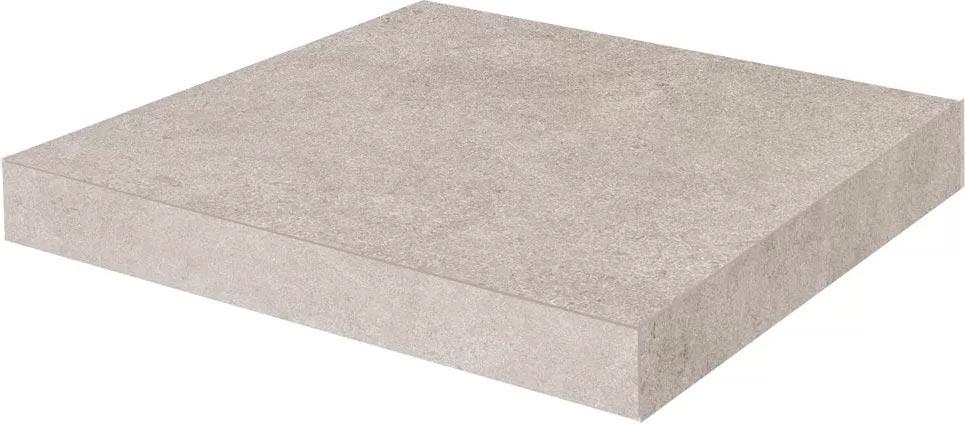 Ступень угловая клееная Портленд серый светлый матовый обрезной 33x33x0,9