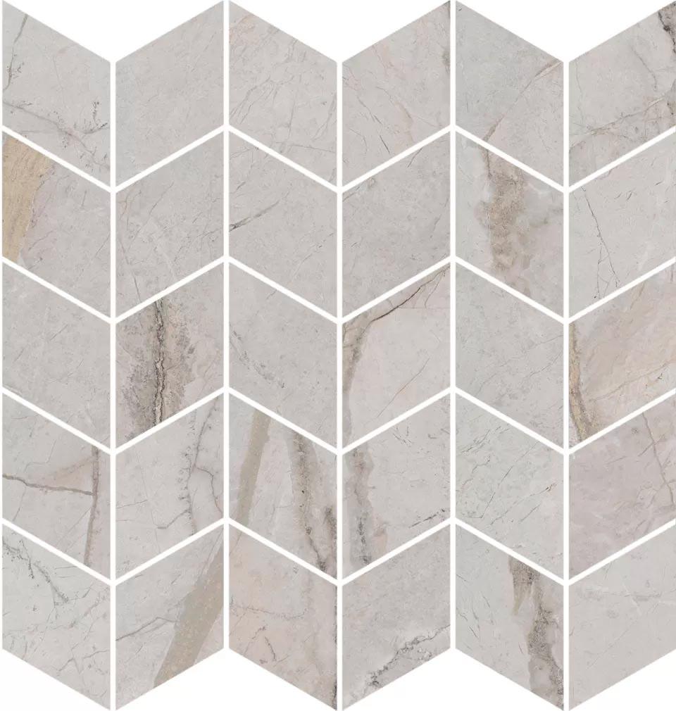 Декор Ифран мозаичный серый светлый глянцевый обрезной 30x31,2x0,9