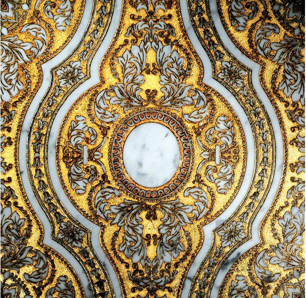 Ins.marmo Bianco Carr.dec.Gold ZZ |30,5x30,5