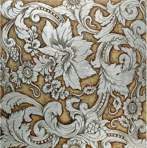 Ins.in marmo Biancone dec.Silver ZZ |40x40