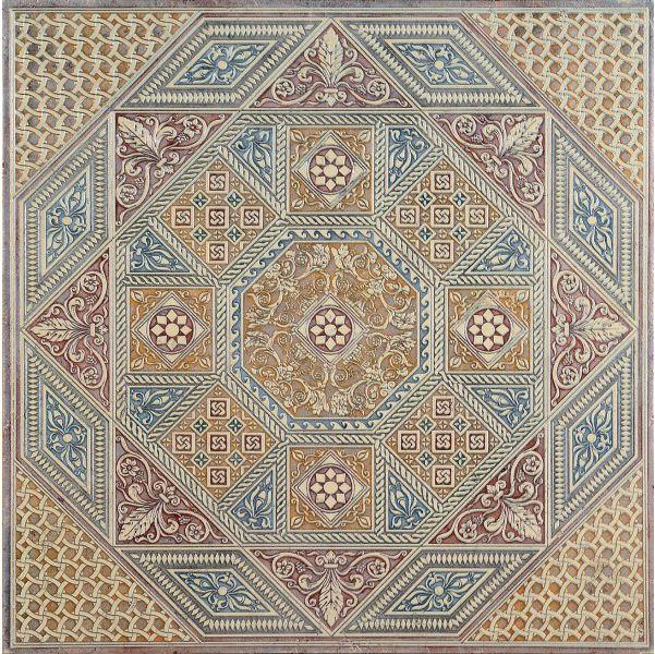 Ins.in marmo Biancone dec.Silver ZZ |40x40