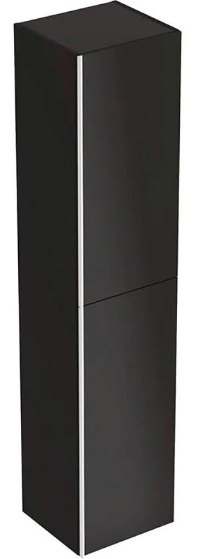 Пенал подвесной 38хh173х36см, две распашн.дверцы, петли справа/слева (реверс),(фасад черное стекло, корпус черный мат-лакиров.),крепл.в компл,AcantoZZ