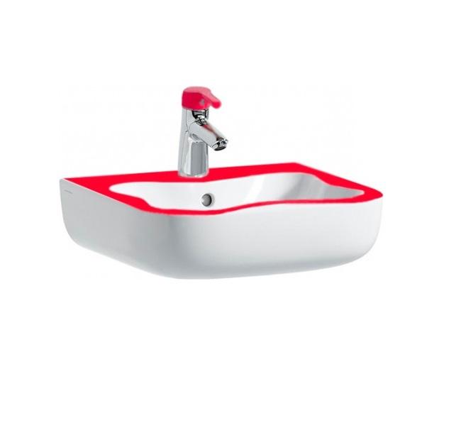 Раковина 45х41см, подвесная, с 1 отв.д/смесит., с переливом, без крепл., (цв.красный/белый), Flora Kids ZZ