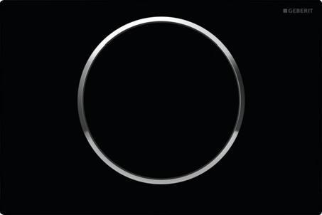 Клавиша одинарного смыва, смыв/стоп, (панель и клавиша цв.чёрный, кольцо глянцевый хром, пластик), Sigma10 ZZ