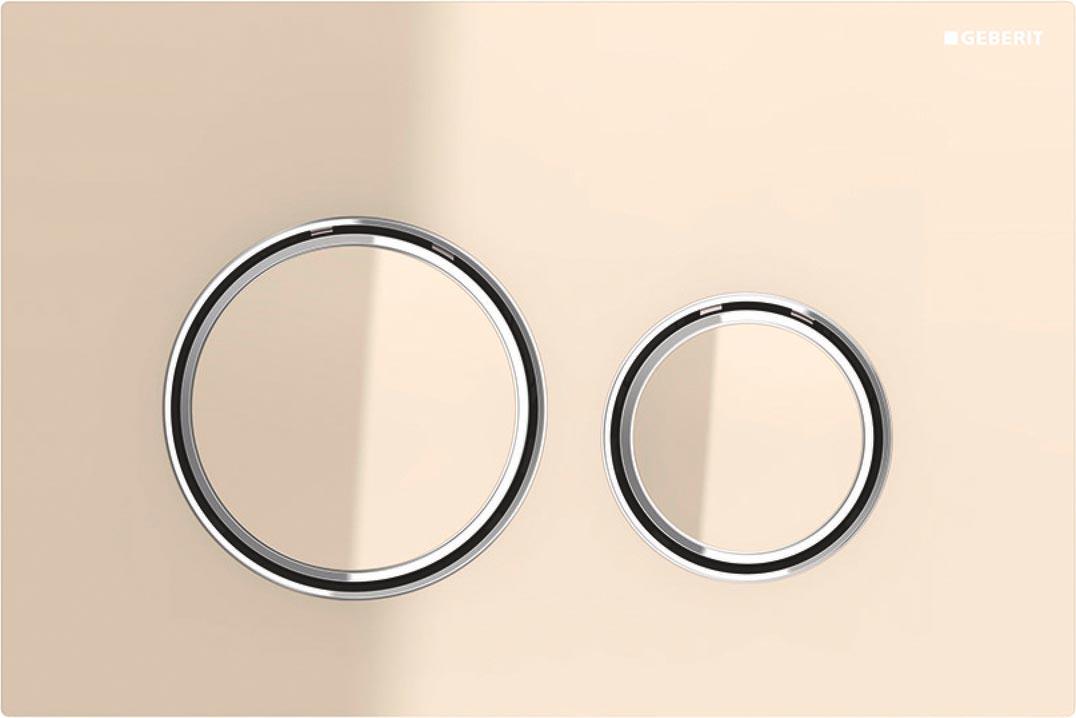 Клавиша двойного смыва, (сплав цинка, панель и клавиши стекло цв.песочно-серый, кольца цв.хром), Sigma 21 ZZ