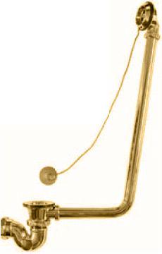 Слив-перелив (с сифоном, пробкой и цепочкой), (металл цв. золото) для ванн Symphony, Romance, Opera, Sonata ZZ