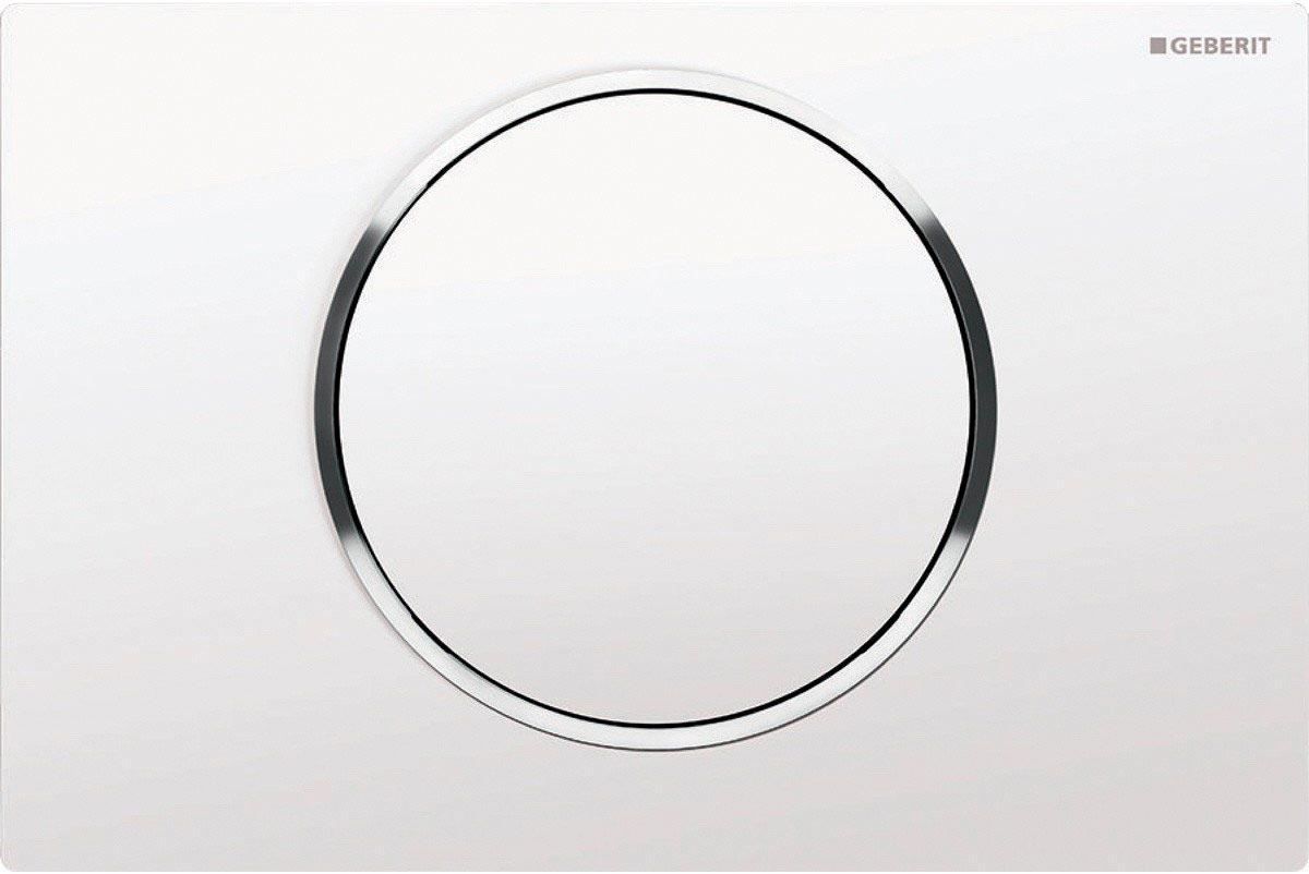 Клавиша одинарного смыва, смыв/стоп, (панель и клавиша цв.белый, кольцо глянцевый хром, пластик), Sigma10 ZZ