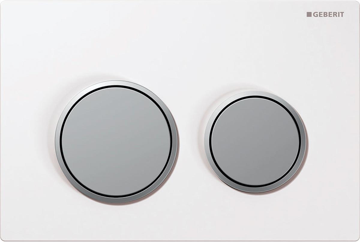 Клавиша смыва, (пластик цв.белый / обод на кнопках матовый хром / кнопки матовый хром), Omega20 ZZ