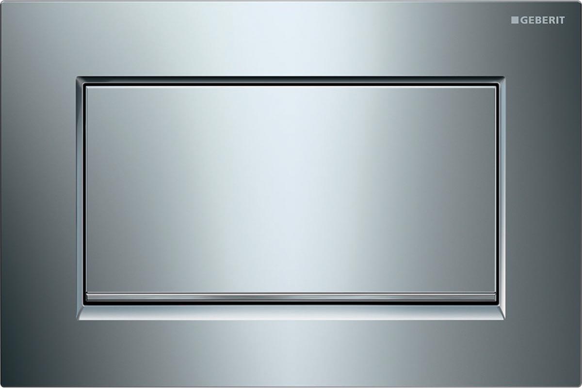 Клавиша одинарного смыва, для системы смыв стоп, (цинковое литье, рамка, кнопка цв.хром глянц., декор.полоска цв.хром структурный), Sigma 30 ZZ