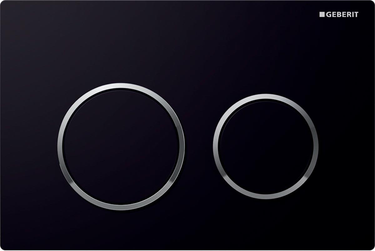 Клавиша смыва, (пластик цв.чёрный / обод на кнопках хром), Omega20 ZZ